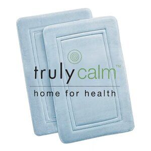 NEW!! TRULY CALM Memory Foam Bath Mats ~ 2 Pack ~ Blue